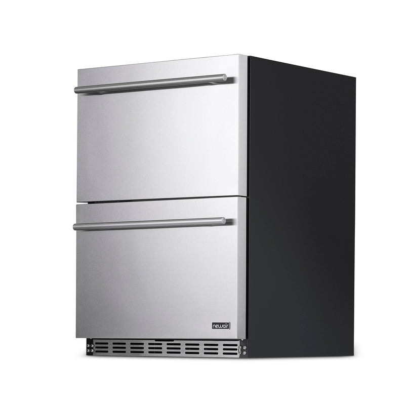 NewAir 24” Built-in 20 Bottle and 80 Can Dual Drawer Outdoor Wine and Beverage Fridge