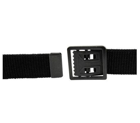 Vanguard Army Belt: Black Cotton with Open Face Buckle and Tip