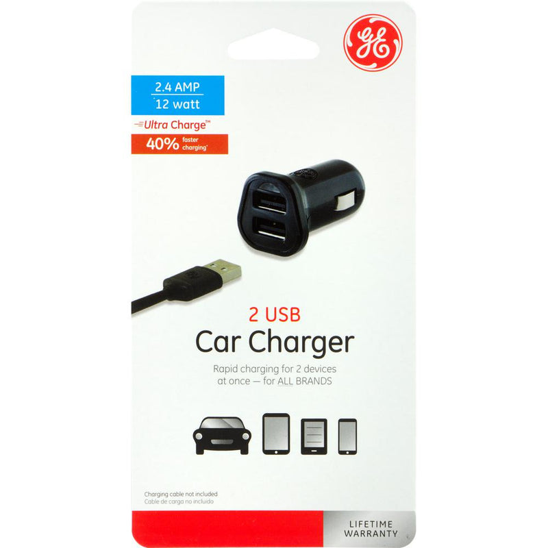 GE 2-USB Car Charger with Ultra Charge Technology