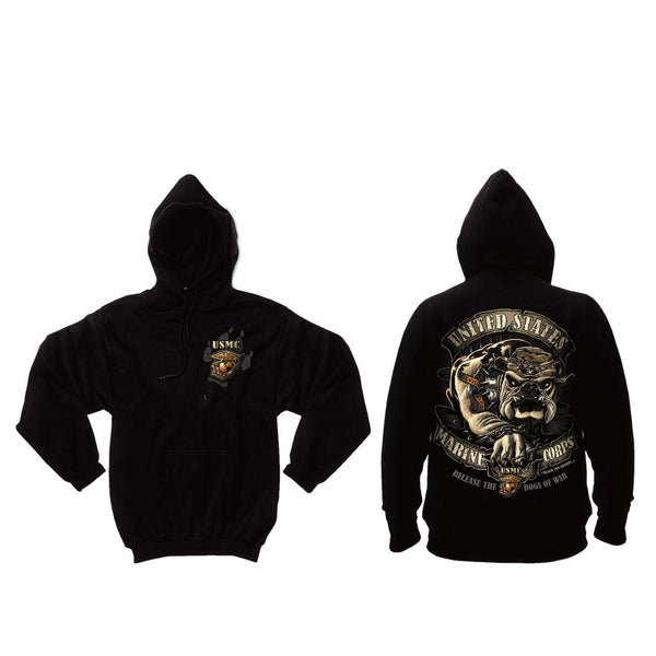 Rothco Mens Black Ink U.S.M.C. Bulldog Pullover Hoodie