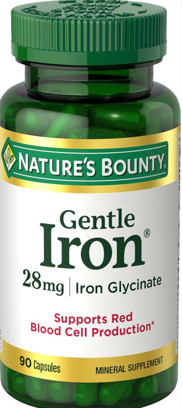 Nature's Bounty Mineral Supplement Gentle Iron Capsules - 28mg - 90 Count