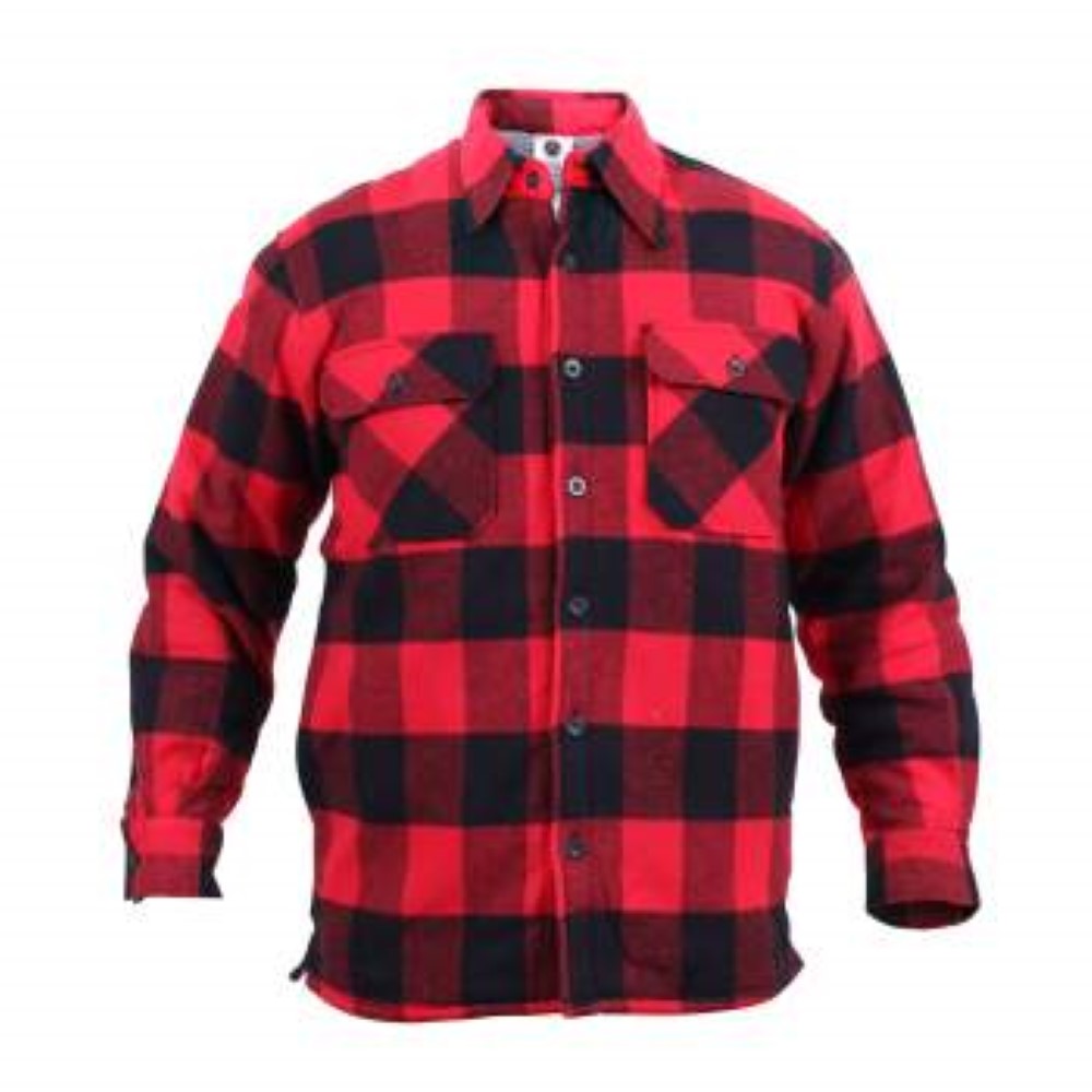 Rothco Mens Extra Heavyweight Buffalo Plaid Sherpa Lined Flannel Shirt - Size S - XL