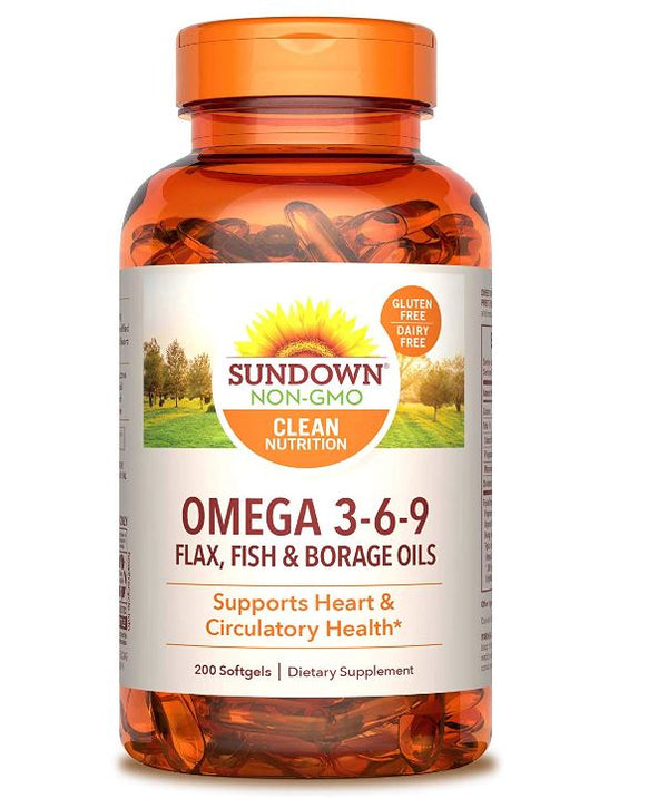 Sundown Naturals Supplement Triple Omega 3-6-9 Softgels - 200 Count