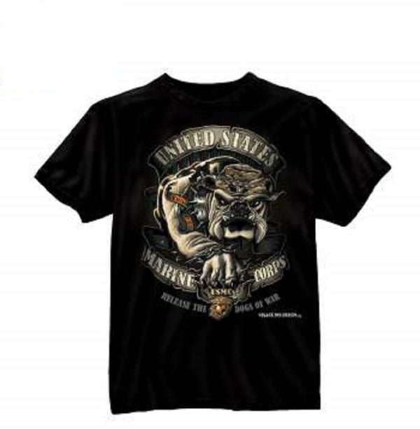 Rothco Mens Marines Black Ink U.S.M.C Bulldog Short Sleeve T-Shirt - Size 2XL