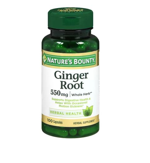 Nature's Bounty Herbal Supplement Ginger Root Capsules - 550mg - 100 Count