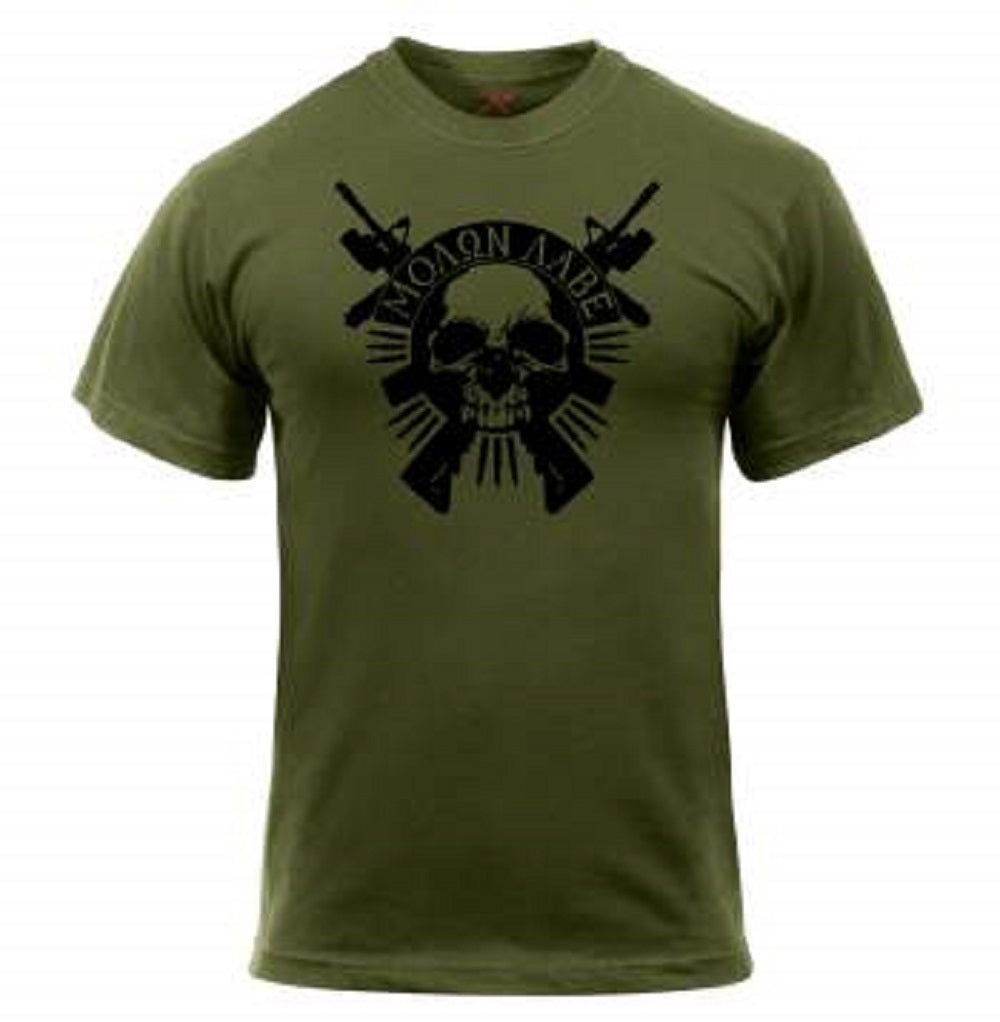 Rothco Mens Molon Labe Skull Short Sleeve T-Shirt - Size 2XL