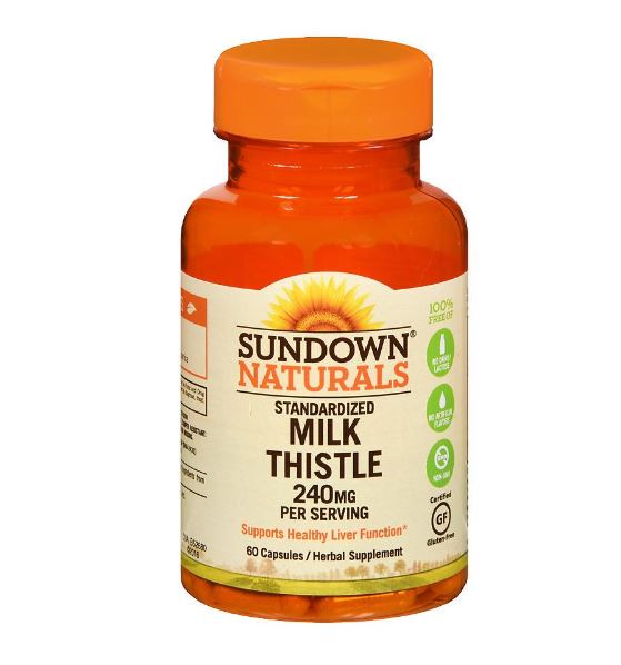 Sundown Naturals Herbal Supplement Standardized Milk Thistle Capsules - 240mg - 60 Count