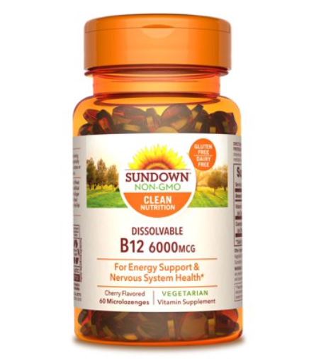 Sundown Naturals Vitamin B12 Sublingual Vitamin Supplement Microlozenges - 6000mcg - 60 Count