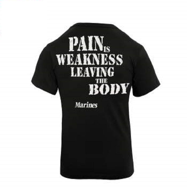 Rothco Mens Marines Pain Is Weakness Short Sleeve T-Shirt - Size S - XL