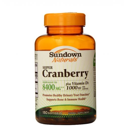 Sundown Naturals Herbal Supplement Super Cranberry Plus Vitamin D3 Softgels - 8400mg - 150 Count
