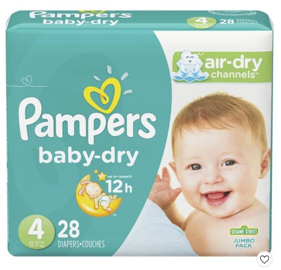 Pampers Baby-Dry Extra Protection Diapers, Size 4, 28 Count