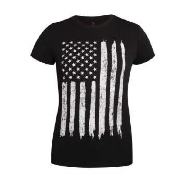 Rothco Womens Distressed US Flag Long Length Short Sleeve T-Shirt