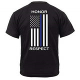 Rothco Mens Honor and Respect 2-Sided Thin Blue Line Flag Short Sleeve T-Shirt - Size S - XL