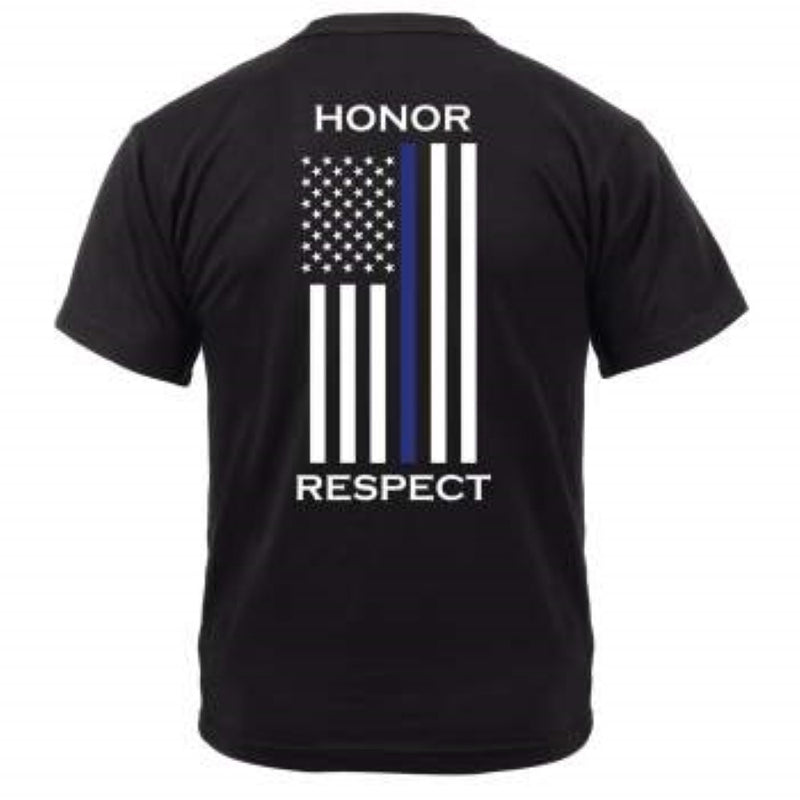 Rothco Mens Honor and Respect 2-Sided Thin Blue Line Flag Short Sleeve T-Shirt - Size S - XL