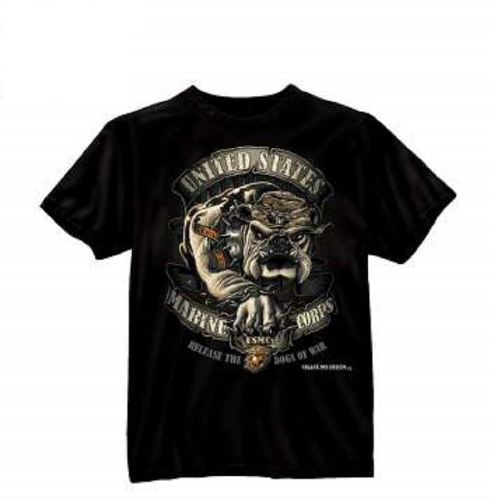 Rothco Mens Marines Black Ink U.S.M.C Bulldog Short Sleeve T-Shirt - Size S - XL