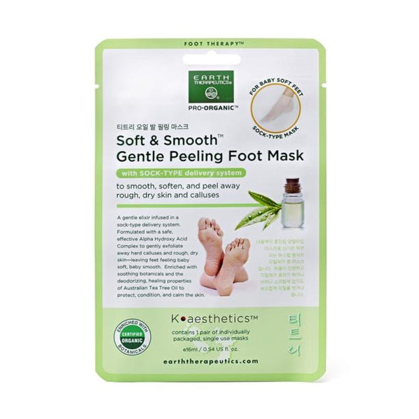 Earth Therapeutics Soft & Smooth Gentle Peeling Foot Mask - 2 Pack