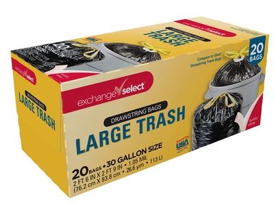 Exchange Select Drawstring Trash Bags - 30 Gallon - 20 Pack