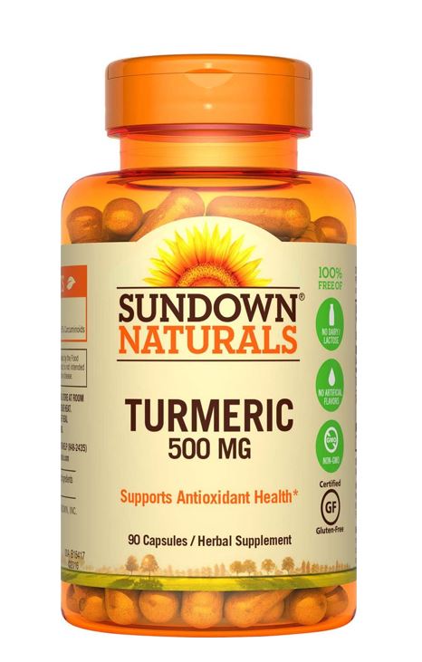Sundown Naturals Herbal Supplement Tumeric Capsules - 500mg - 90 Count