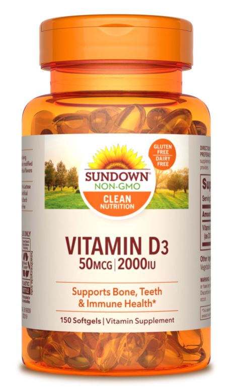 Sundown Naturals Vitamin D3 Vitamin Supplement Softgels 2000IU - 150 Count