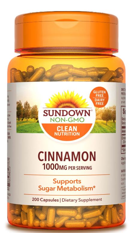 Sundown Naturals Herbal Supplement Cinnamon Capsules - 1000mg - 200 Count