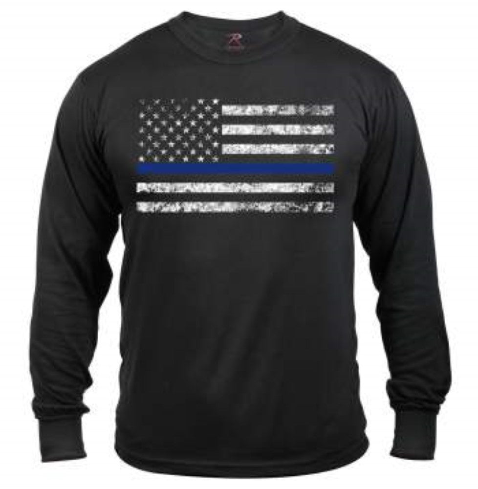 Rothco Mens Thin Blue Line Long Sleeve T-Shirt