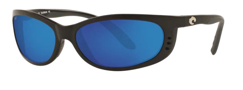 Costa Del Mar Mens Fathom Matte Black Frame - Blue Mirror 580 Plastic Lens - Polarized Sunglasses