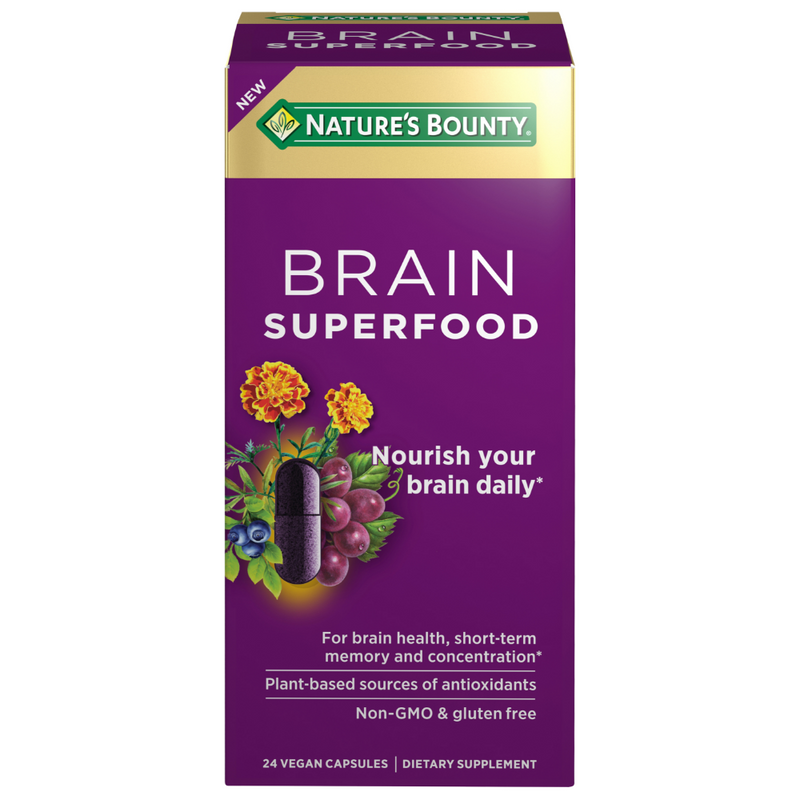 Nature's Bounty Brain Superfood Brain Supplements Vegan Capsules - 24 Count