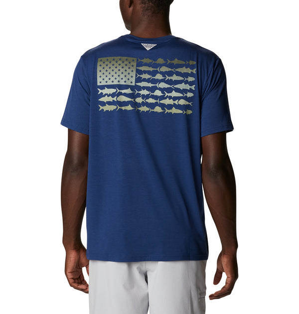 Columbia Mens PFG Fish Flag Tech Tee Short Sleeve Hiking T-Shirt