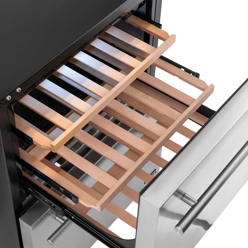 NewAir 24” Built-in 20 Bottle and 80 Can Dual Drawer Outdoor Wine and Beverage Fridge
