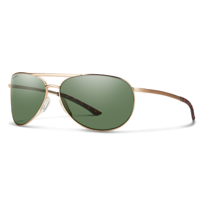 Smith Serpico Slim 2 Matte Gold Frame - ChromaPop Polarized Gray Green Lens - Polarized Sunglasses