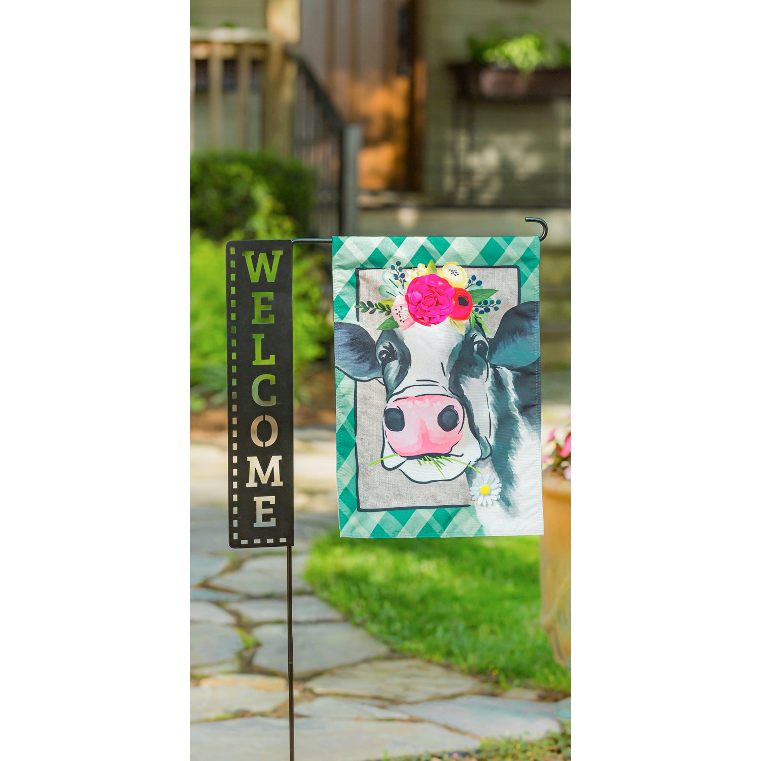 Evergreen Welcome Garden Flag Stand