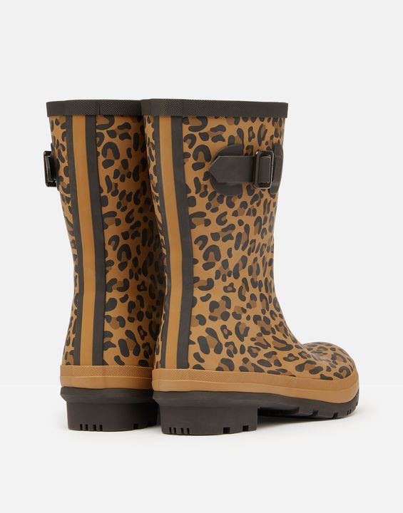 Joules Womens Molly Mid Height Leopard Printed Rain Boots