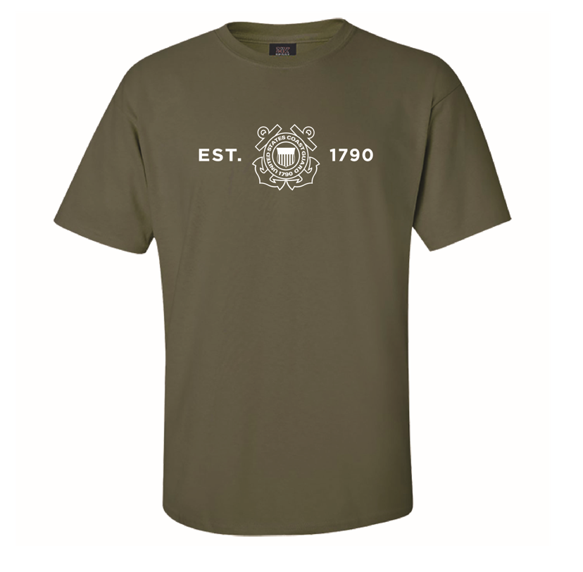Coast Guard Mens Est. 1790 Emblem Classic Short Sleeve T-Shirt