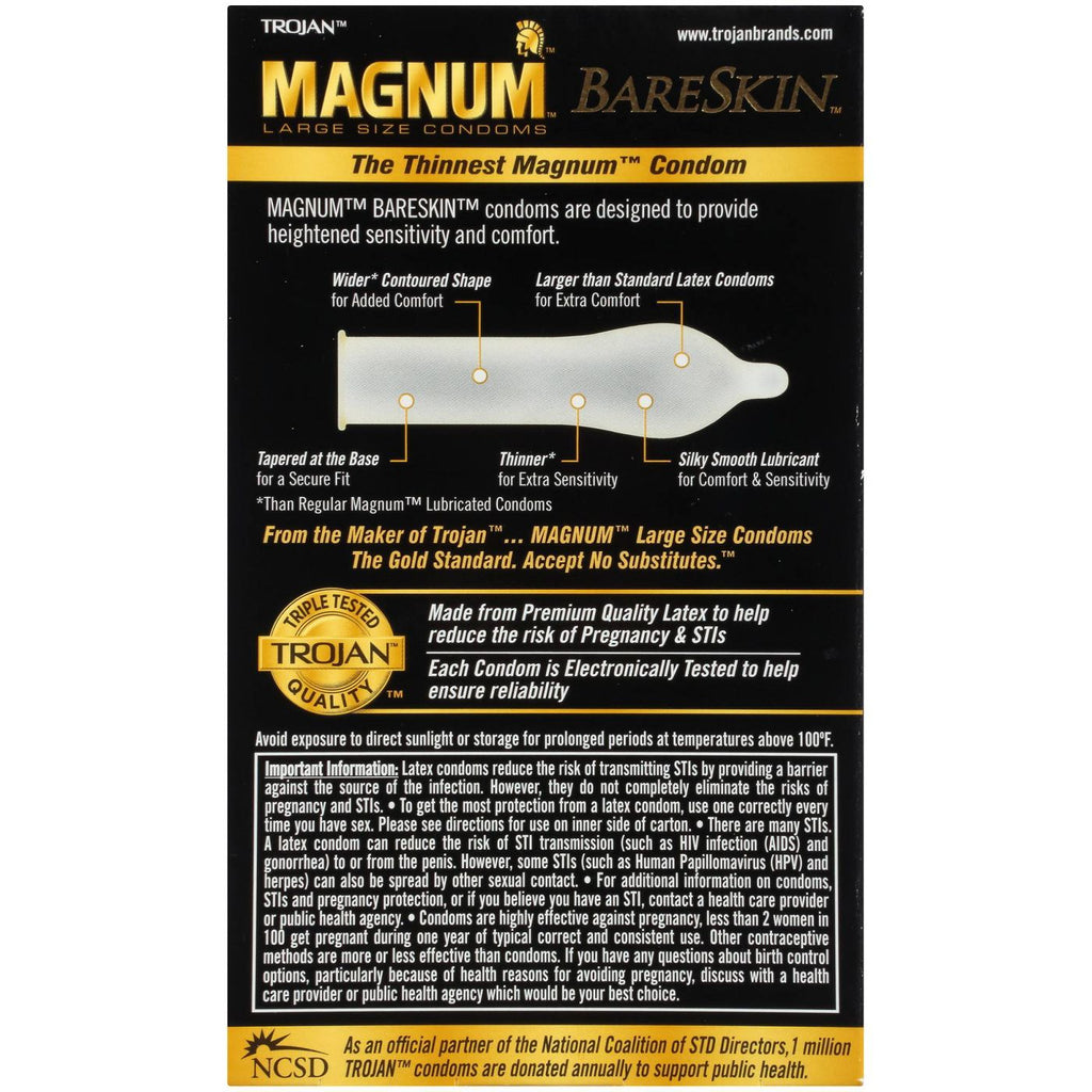 Trojan Magnum Bareskin Lubricated Condoms - 10 count ShopCGX Trojan Magnum Bareskin Lubricated Condoms - 10 count ShopCGX
