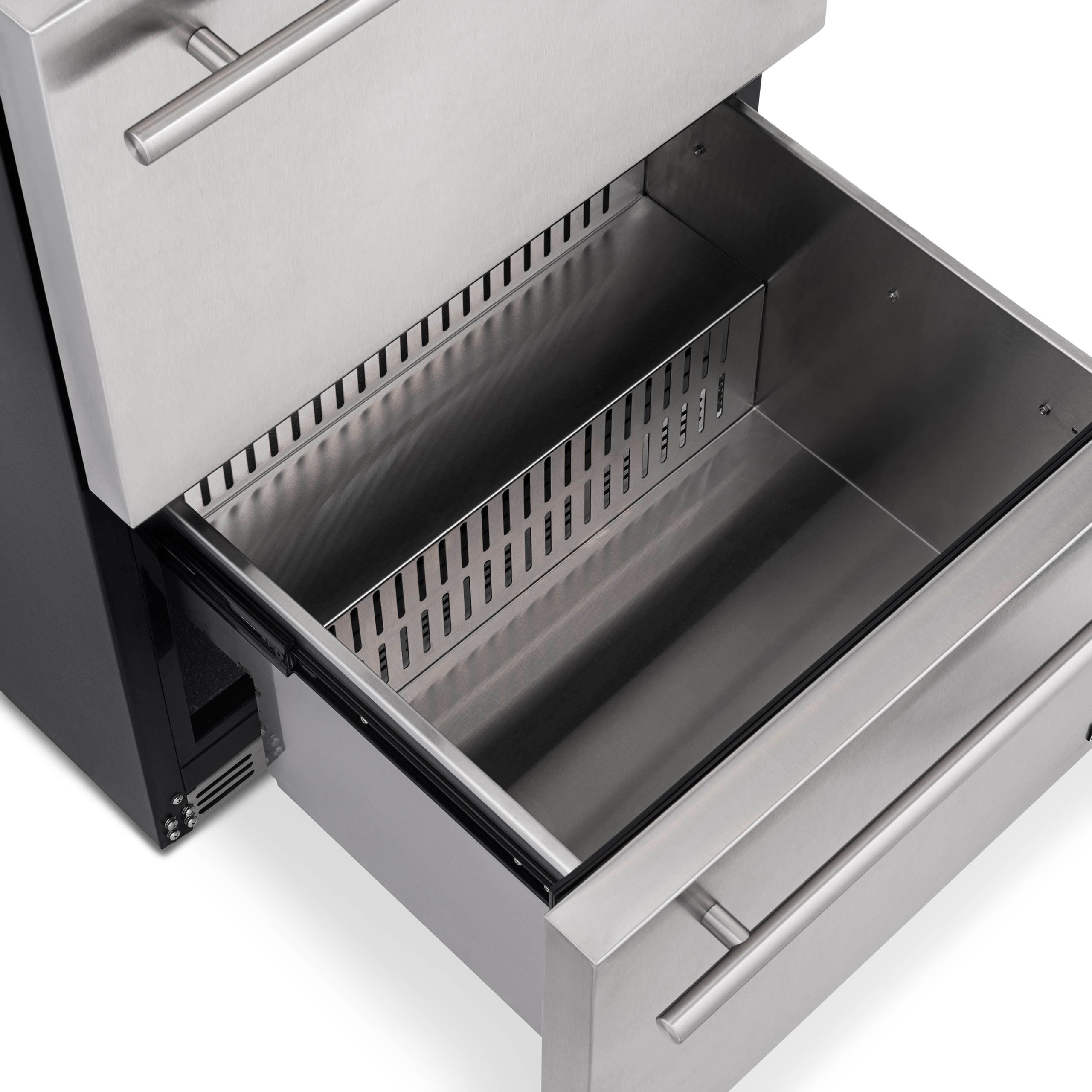 NewAir 24” Built-in 20 Bottle and 80 Can Dual Drawer Outdoor Wine and Beverage Fridge