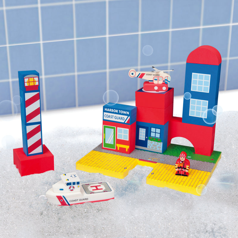 Coast Guard JUST THINK TOYS Floating Helicopter Bath Blocks Set