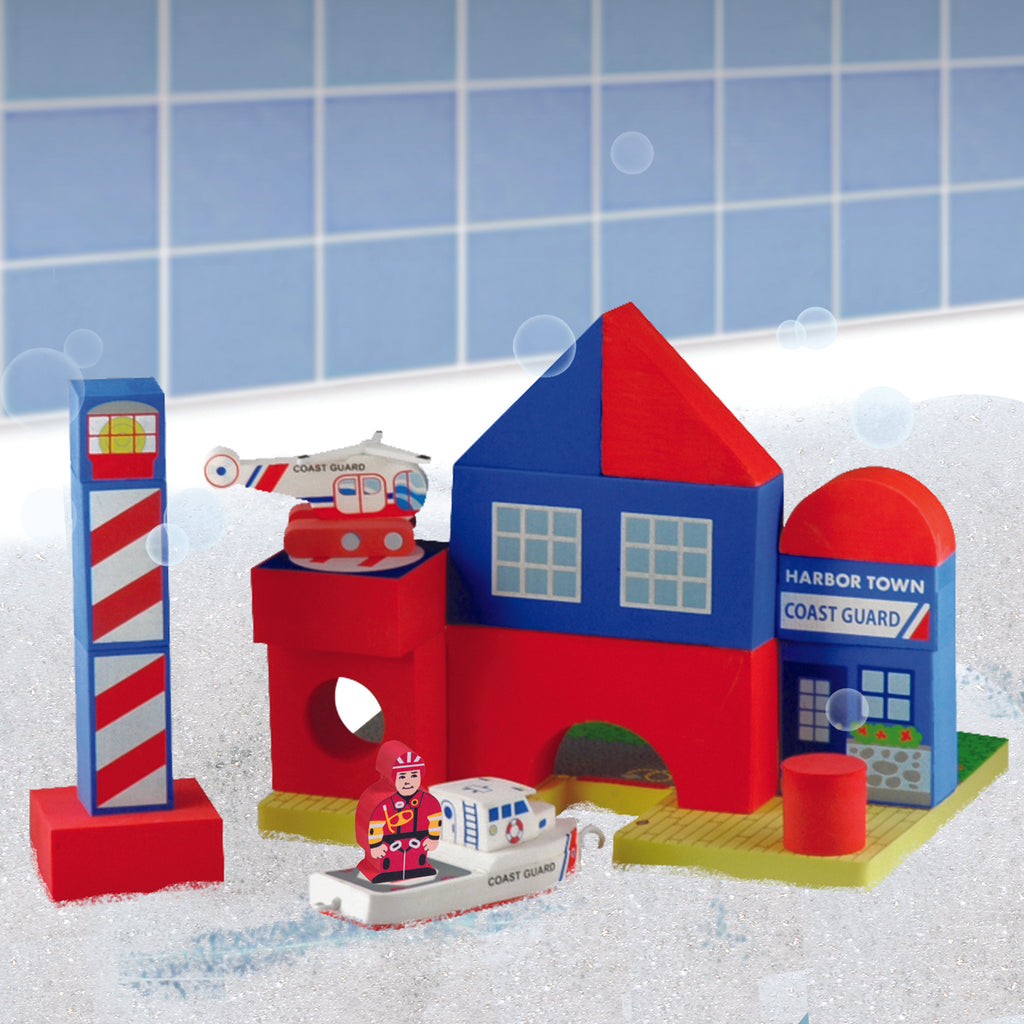 最高の Coast Guard JUST THINK TOYS Floating Helicopter Bath Blocks ブロックセット