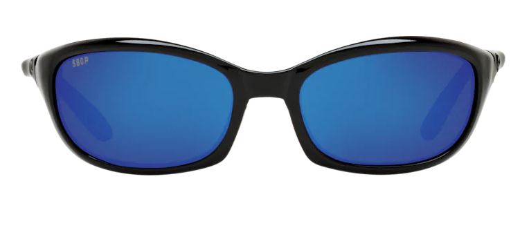 Costa Del Mar Mens Harpoon Shiny Black Frame - Blue Mirror 580 Plastic Lens - Polarized Sunglasses