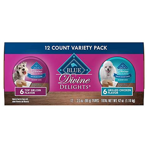 Blue Buffalo Divine Delights Top Sirloin and Grilled Chicken Flavors Wet Dog Food 12 Count Variety Pack