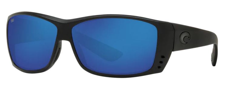 Costa Del Mar Mens Cat Cay Blackout Frame - Blue Mirror 580 Glass Lens - Polarized Sunglasses