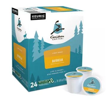 Keurig Caribou Coffee Daybreak Morning Blend Light Roast Coffee K-Cup Pods - 24 Count