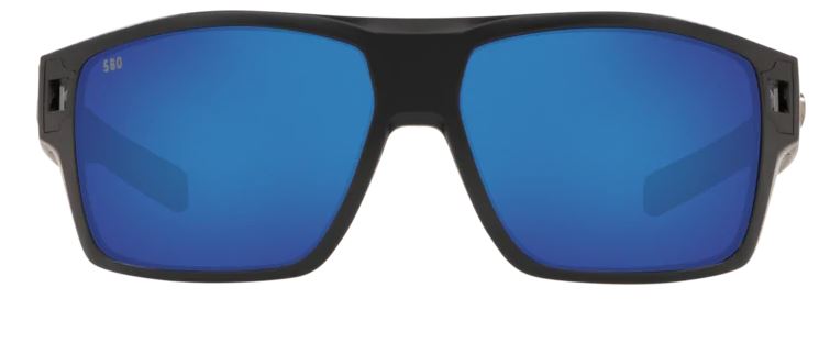 Costa Del Mar Diego Matte Black Frame Blue Mirror 580 Glass Lens Polarized Sunglasses