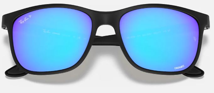 Ray-Ban RB4330 Chromance Black Frame Blue Mirror Lens Polarized Sunglasses