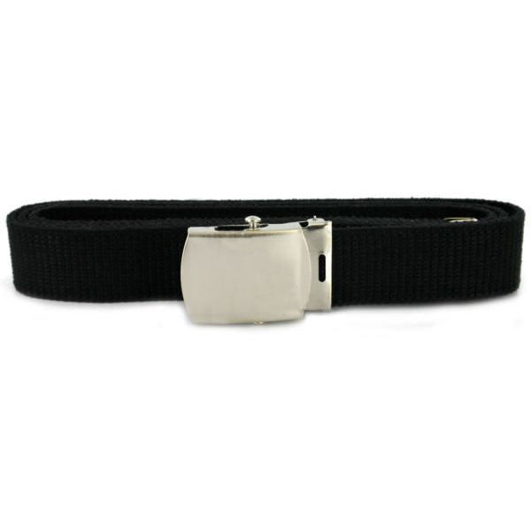 Vanguard Belt And Buckle: Black Cotton Nickel Silver Buckle & Tip