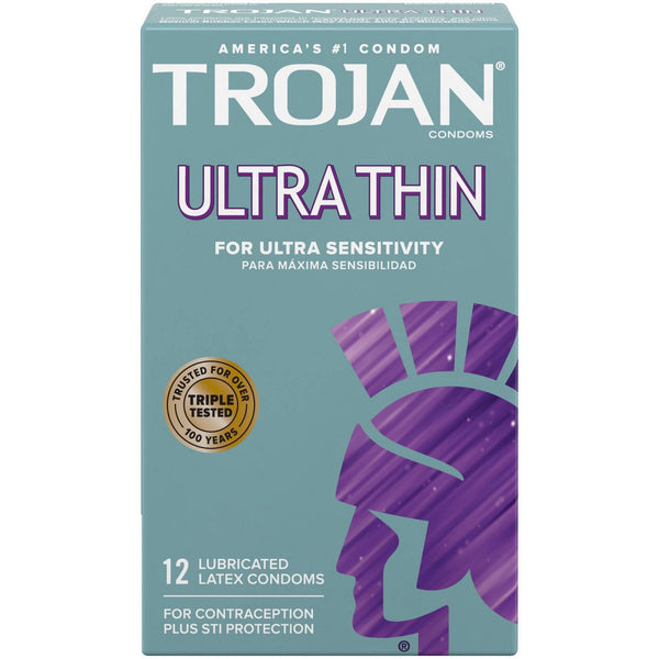 Trojan Ultra Thin for Ultra Sensitivity Premium Lubricated Latex Condoms - 12 Count