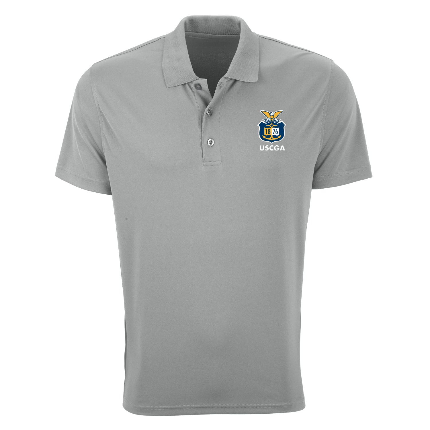 Coast Guard Academy Mens Seal Omega Solid Mesh Short Sleeve Polo Shirt