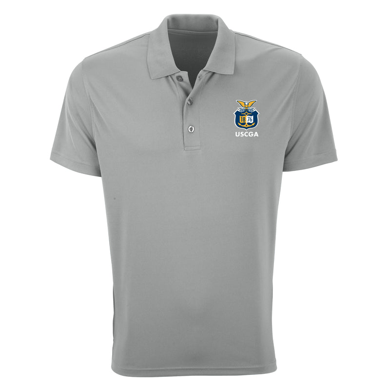 Coast Guard Academy Mens Seal Omega Solid Mesh Short Sleeve Polo Shirt