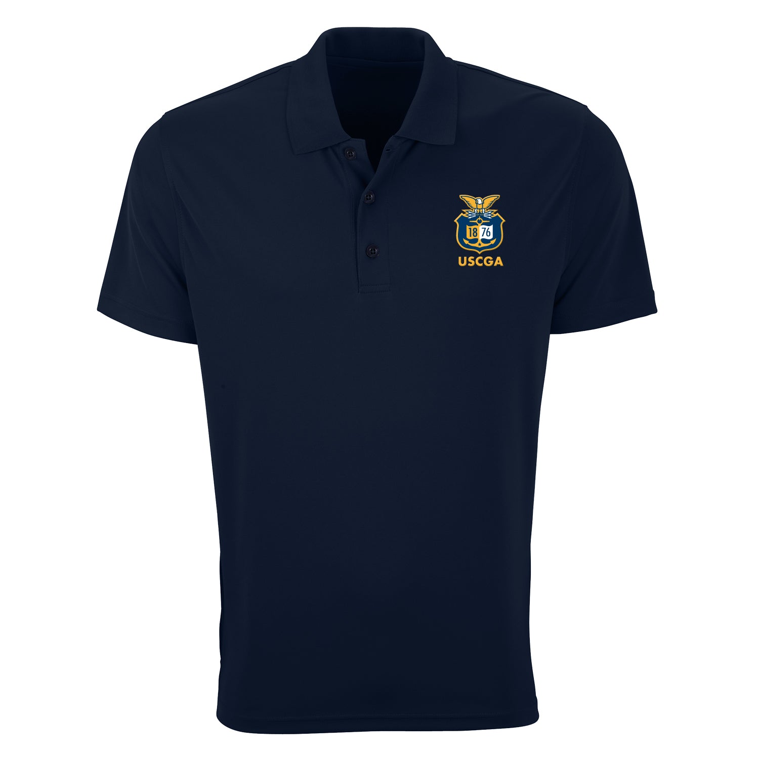 Coast Guard Academy Mens Seal Omega Solid Mesh Short Sleeve Polo Shirt