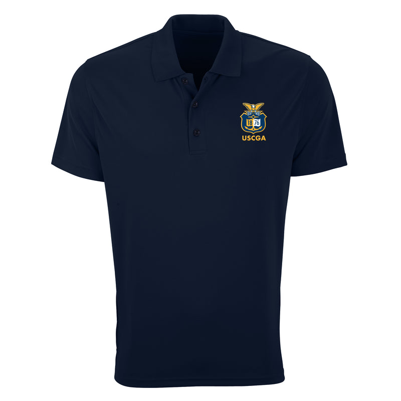Coast Guard Academy Mens Seal Omega Solid Mesh Short Sleeve Polo Shirt