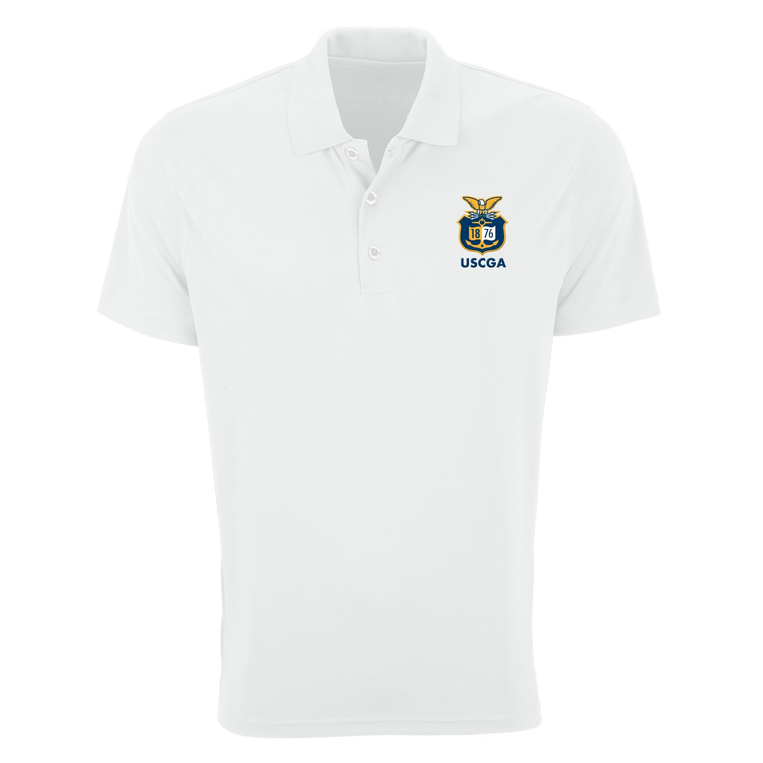 Coast Guard Academy Mens Seal Omega Solid Mesh Short Sleeve Polo Shirt